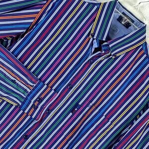 Paul & Shark Yachting Shirt Men 40 (M) Multicolor Stripe Preppy Coastal Classic